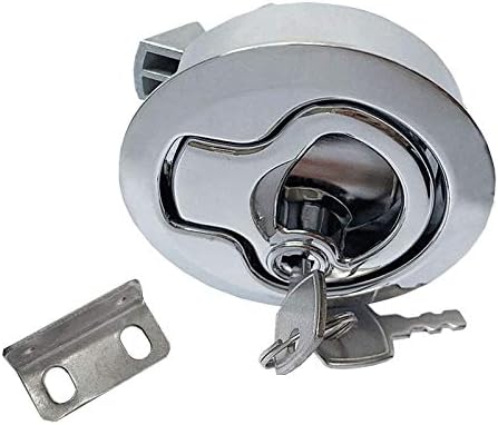 Zinc Alloy 2" Flush Pull Slam Latch Boat Hatch Round Deck for RV Yacht - Locking Style with Keys — image 3