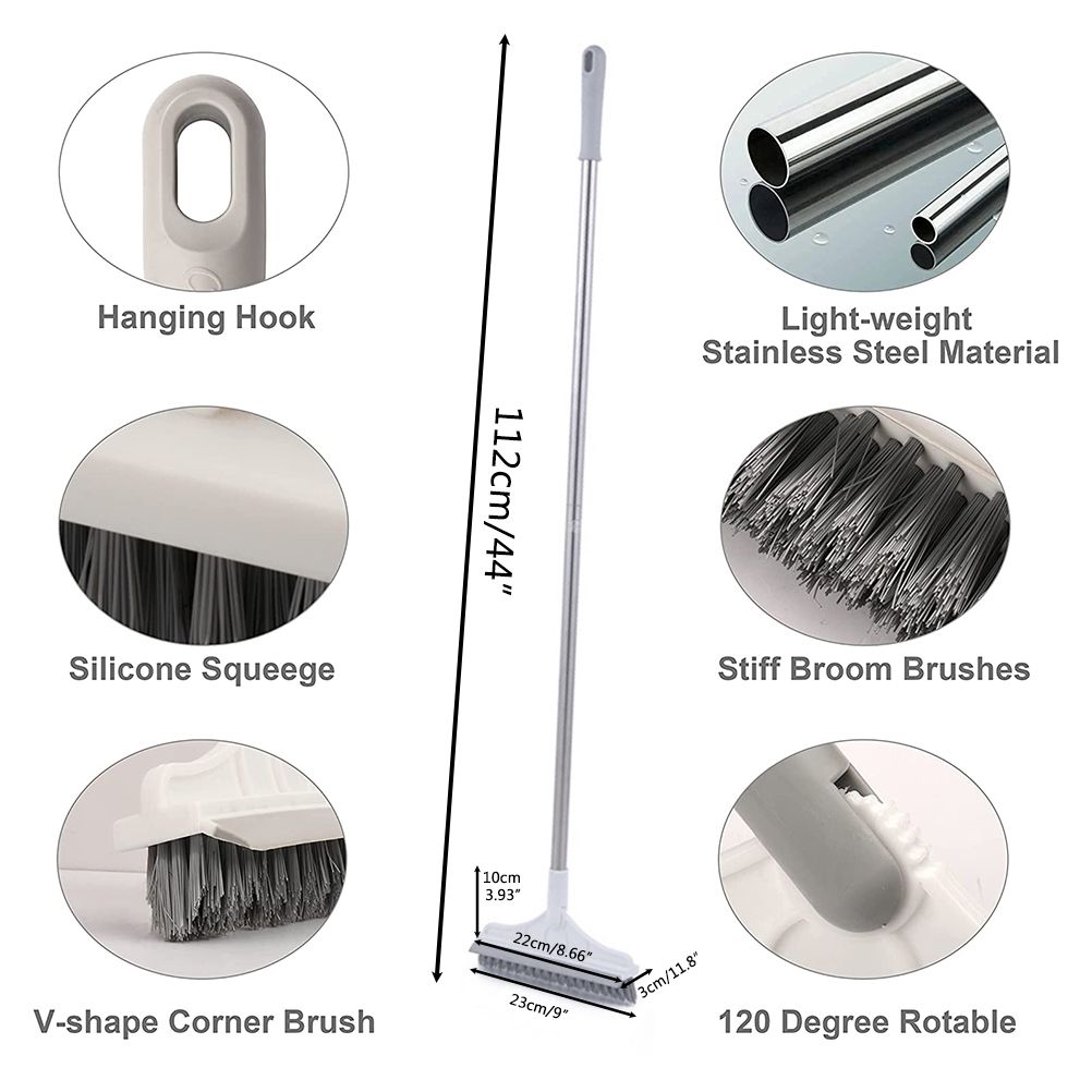 Floor Scrub Brush with Detachable Long Handle 120° Rotating Shower Floor Scrubber Household Cleaning Brush for Bathroom Kitchen — image 3