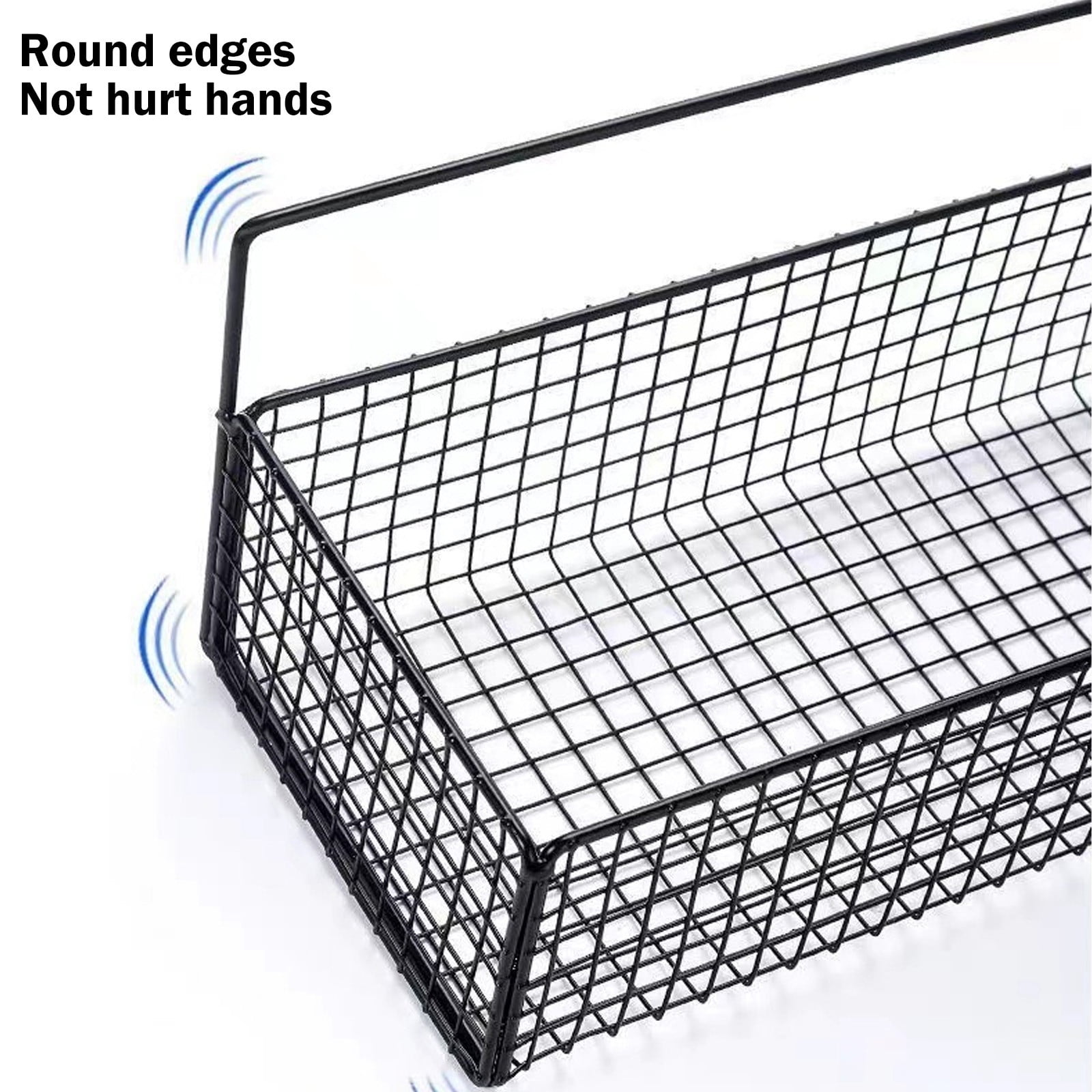 2 Pieces Wall Mounted Metal Storage Baskets, Hanging Shelves for Bathroom Toiletries, Kitchen Seasonings, Black — image 5