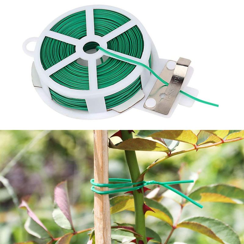 Twist Tie, 328 Feet (100m), green cable ties with Cutter, Garden Plant Ties Reusable, Green Twist Ties for plants Gardening Tomatoes