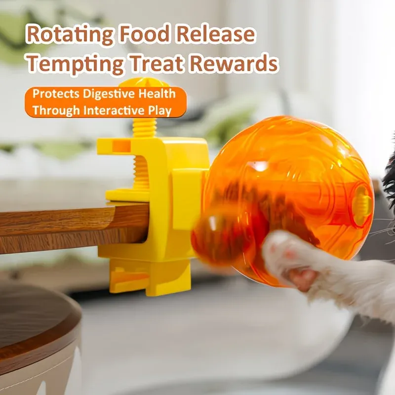Pet Puzzle Spinning Feeder: 360° Slow Feeding Portion Control, Clip-On Installation, Eat While Playing/the little orange — image 2