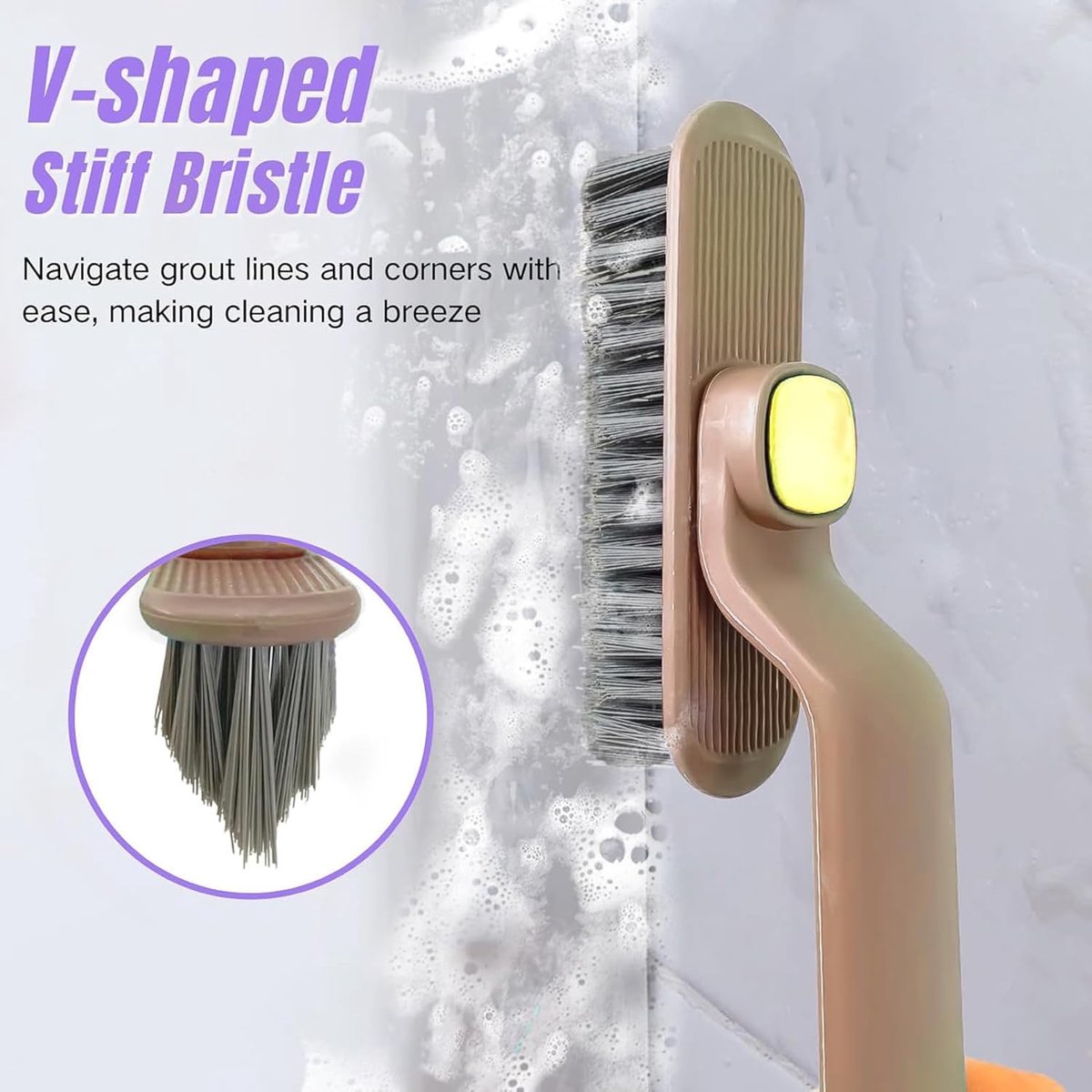 Crevice Cleaning Brush - 3 Pieces - Cleaning Brush - Scrubbing Brush - Multifunctional - Corner Cleaning Brush - 360° Rotating - Hard Bristle - For — image 5