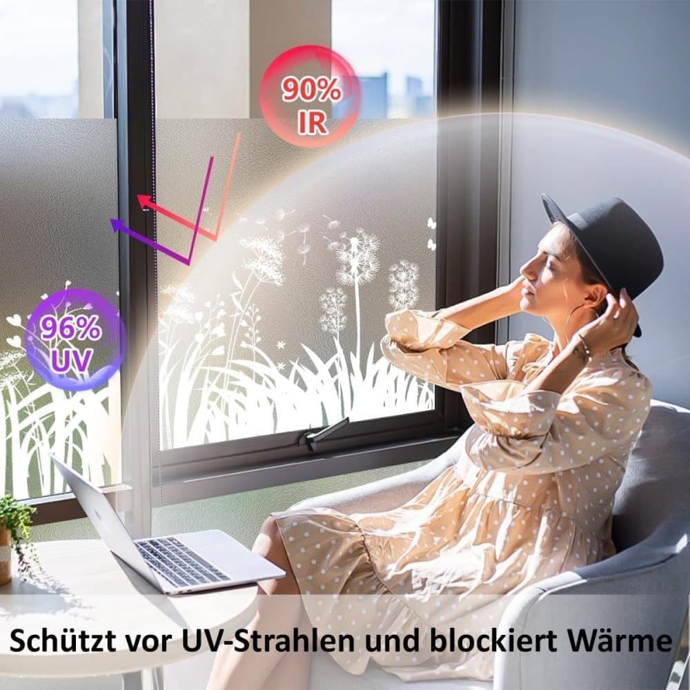 Dandelion Window Film Privacy Protection UV Blocking for Bathroom, 45cm x 200cm — image 5