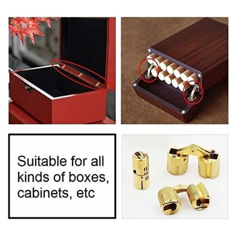 2 Pcs Brass Hidden Invisible Barrel Hinges for Wooden Door Cabinet Caravan, 16 mm — image 3