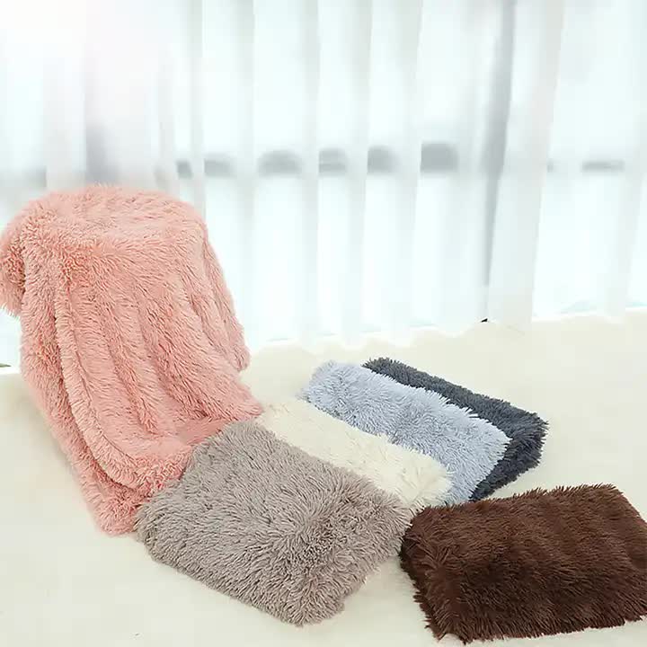 Fluffy Pet Blankets-Soft Faux Fur, Anti-Anxiety Cozy Throws for Cats and Dogs, M 80*55cm Black โ image 2