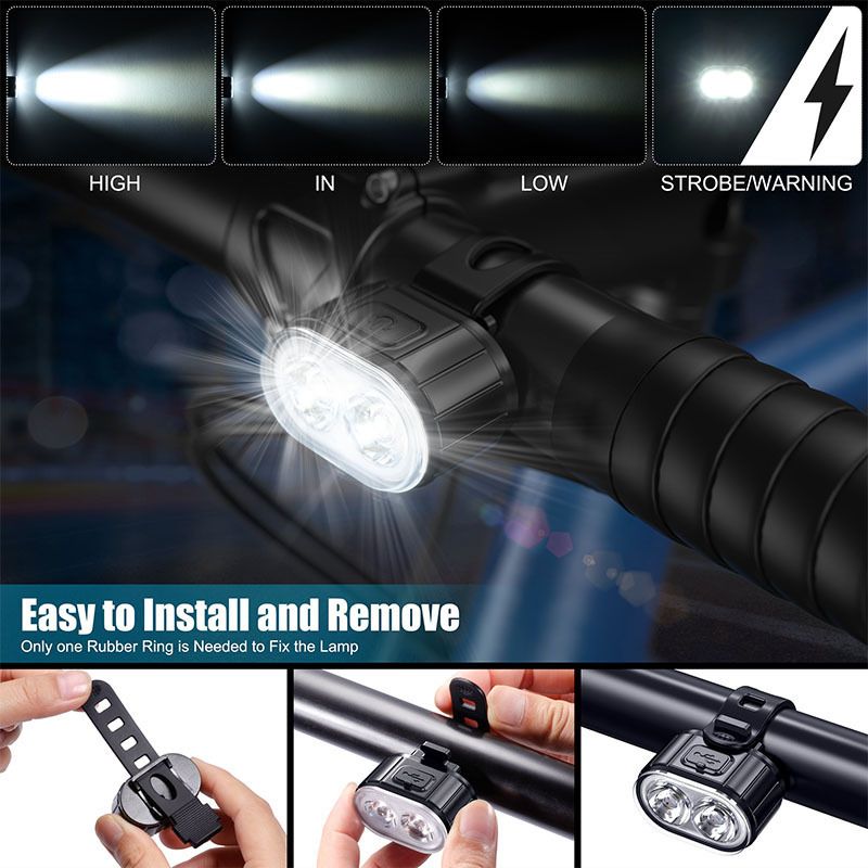 Bike Lights for Night Riding, USB Rechargeable LED Waterproof IPX5 Bicycle Lights Rear Taillight Set with Mode Memory and Super Bright 6 Modes Options โ image 4