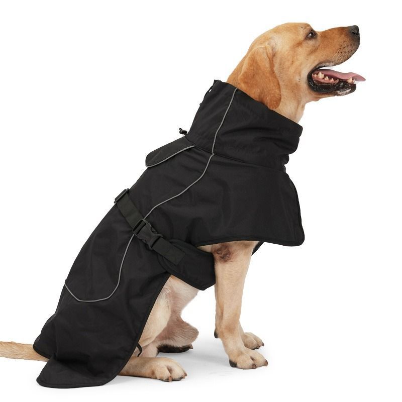 Dog Coat Warm-Lined Waterproof Medium-Large Dog Reflective Dog Coat Winter Dog - Black - Size L-20-26kg