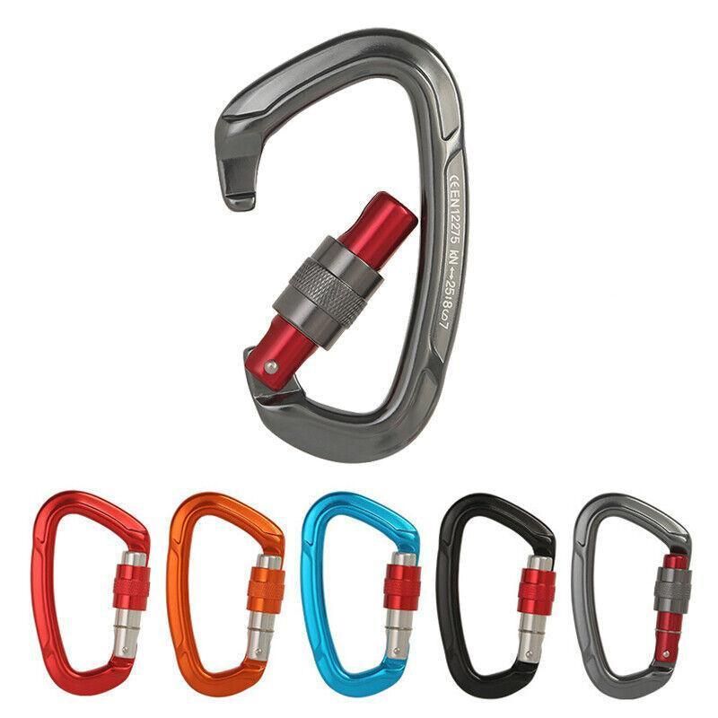 25KN Screwgate Locking Rock Climbing Carabiner Clip Aluminum D Ring Hook Buckle - Orange โ image 3