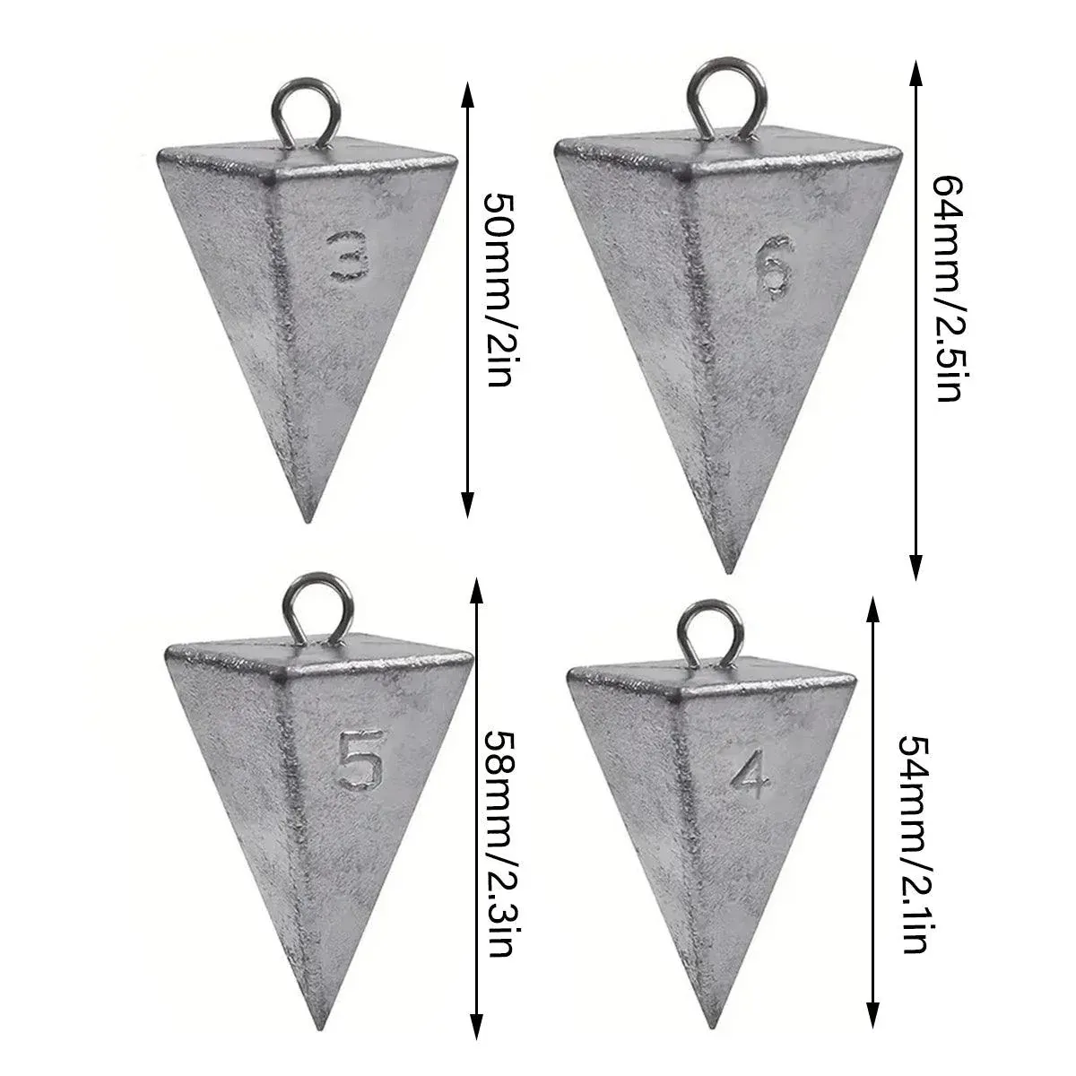 Four Sided Triangular Fishing Lead Sinker with Ring Conical Drop Weight Tackle - 3+4+5+6OZ — image 4