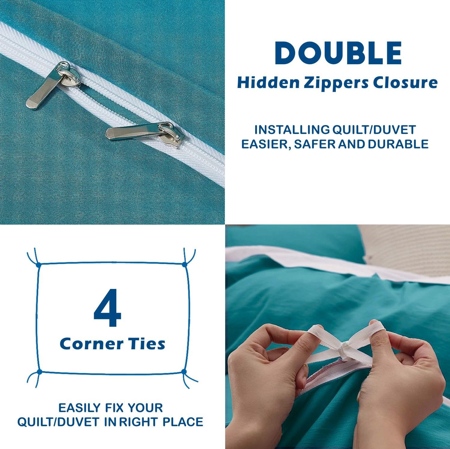 3 Piece Hotel Soft Microfiber Quilt Cover Set-2000TC Duvet/Donna Cover Set & Pillowcases -1 Quilt Cover Zipper Closure & 1 x Pillowcases-Breathable Bedding — image 3