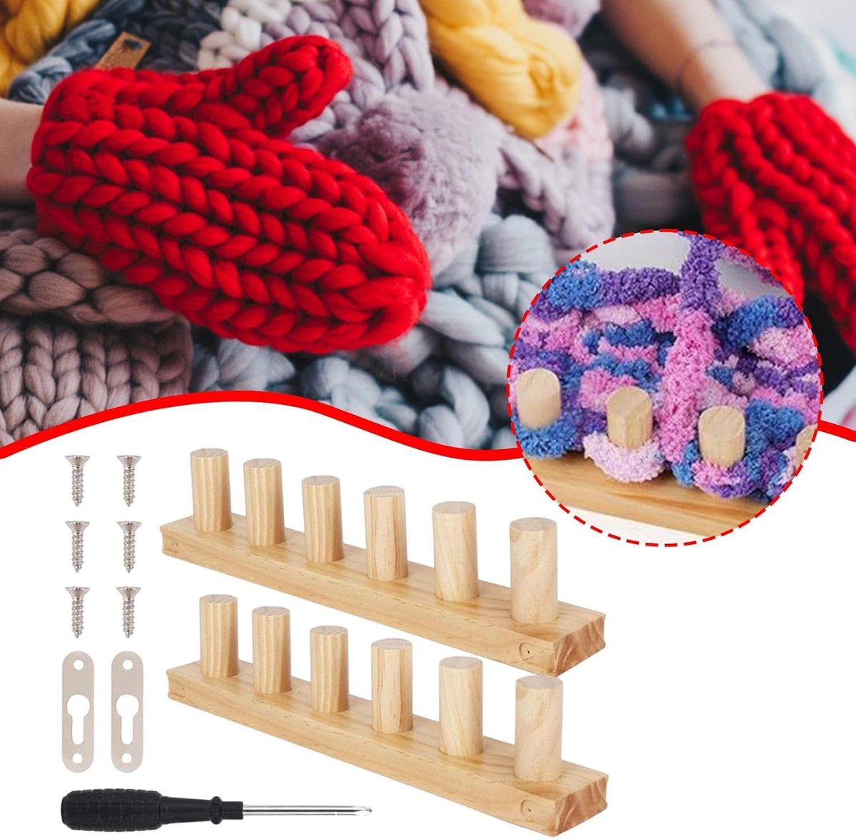 Knitting Machine for Thick Yarn - 2 Pieces - Reusable - Suitable for Making Your Own Blankets - Portable Knitting Frame for Blankets - Crafts — image 4
