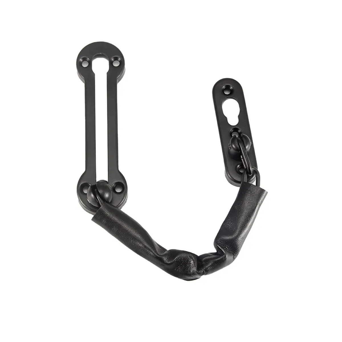 Home Security Door Chain Stainless Steel Guard Slide Screws Front Secure Catch - Black