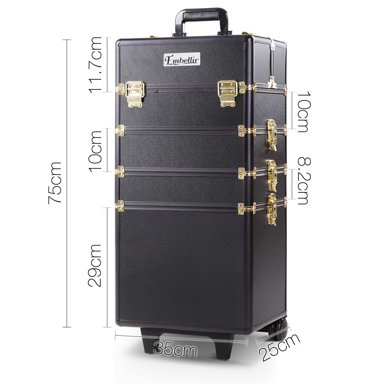 Embellir Makeup Case Beauty Trolley Cosmetic Organiser Box Travel Wheels Gold โ image 2