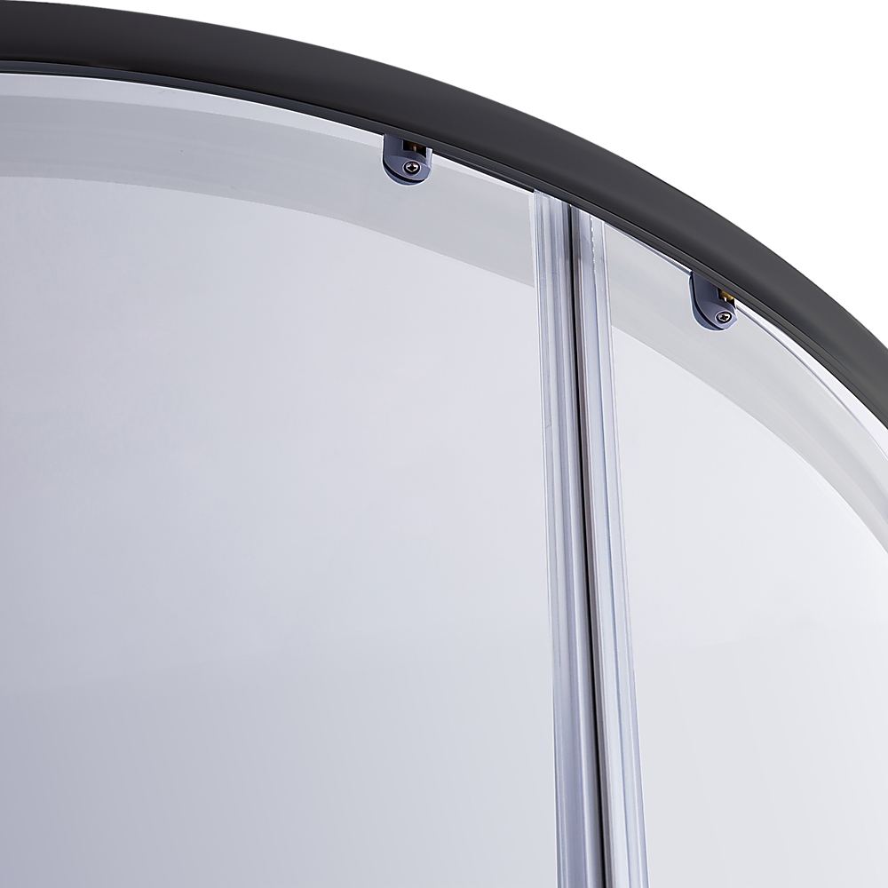 100 x 100cm Rounded Sliding 6mm Curved Shower Screen with Base in Black โ image 4