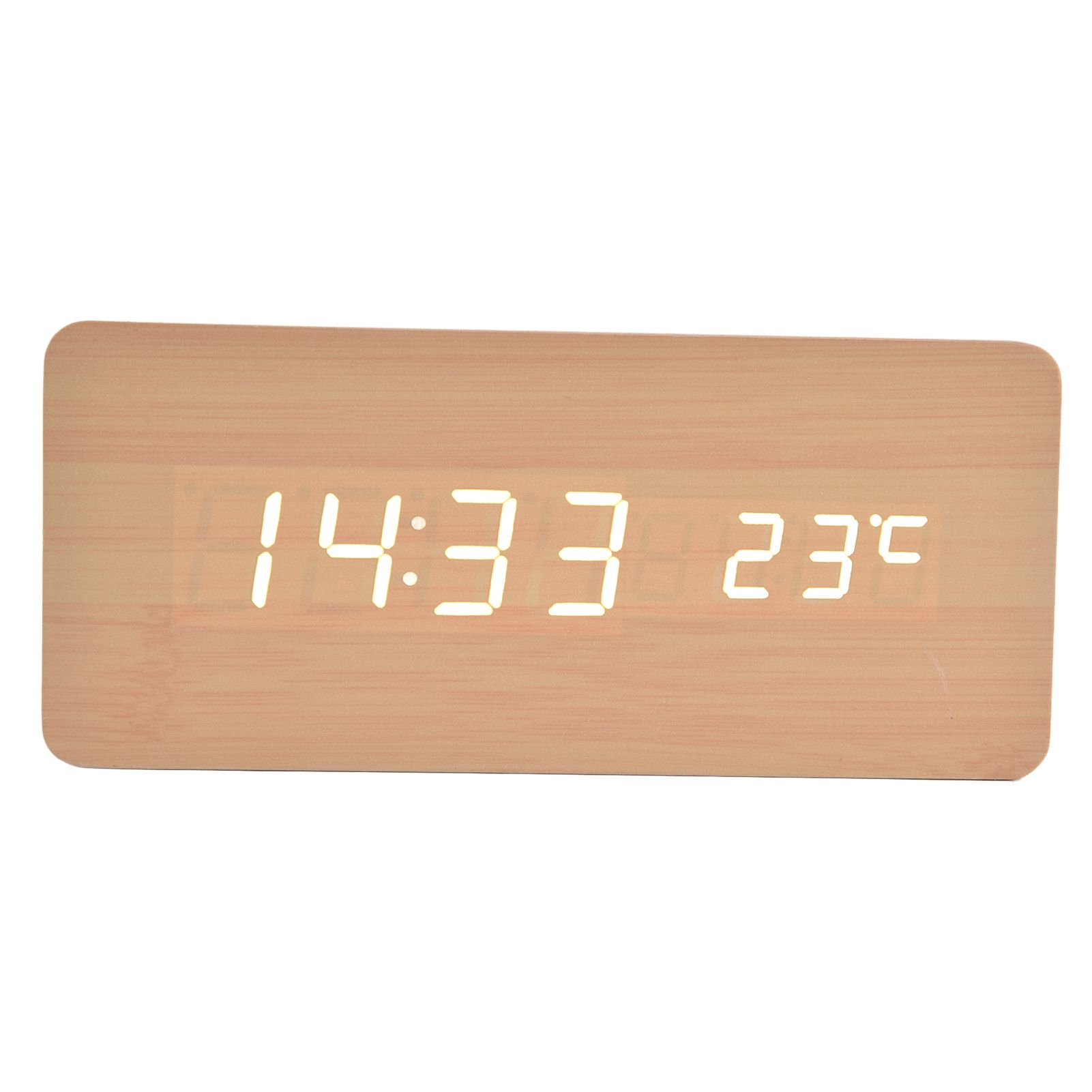 Digital Alarm Clock Wireless Charging Automatic Temperature Detection Safe Stable LED Electronic ClockWhite — image 5