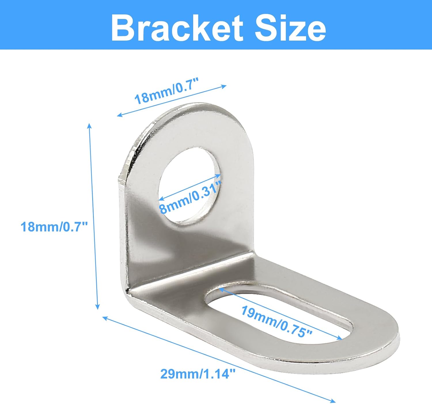 Biaungdo 30 Pcs 18x18x29mm/0.7"x0.7"x1.14" Adjustable Right Angle Brackets L-Shape Corner Brace Support Silver โ image 3