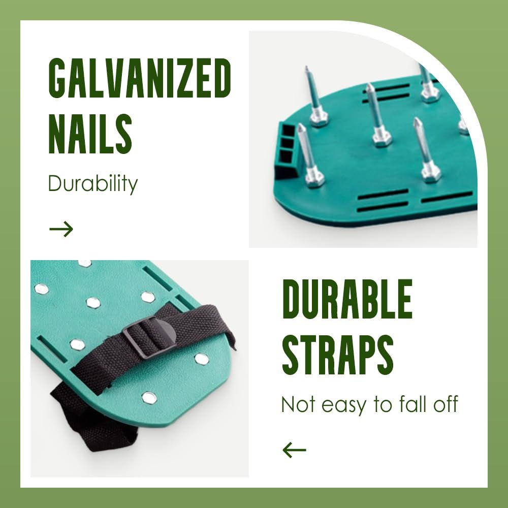 Lawn Aerator Shoes, Anti Slip Adjustable Straps Effortless Aerator Shoes, Manual Lawn Tool with Metal Spikes for Garden Patio Grass Aeration — image 5