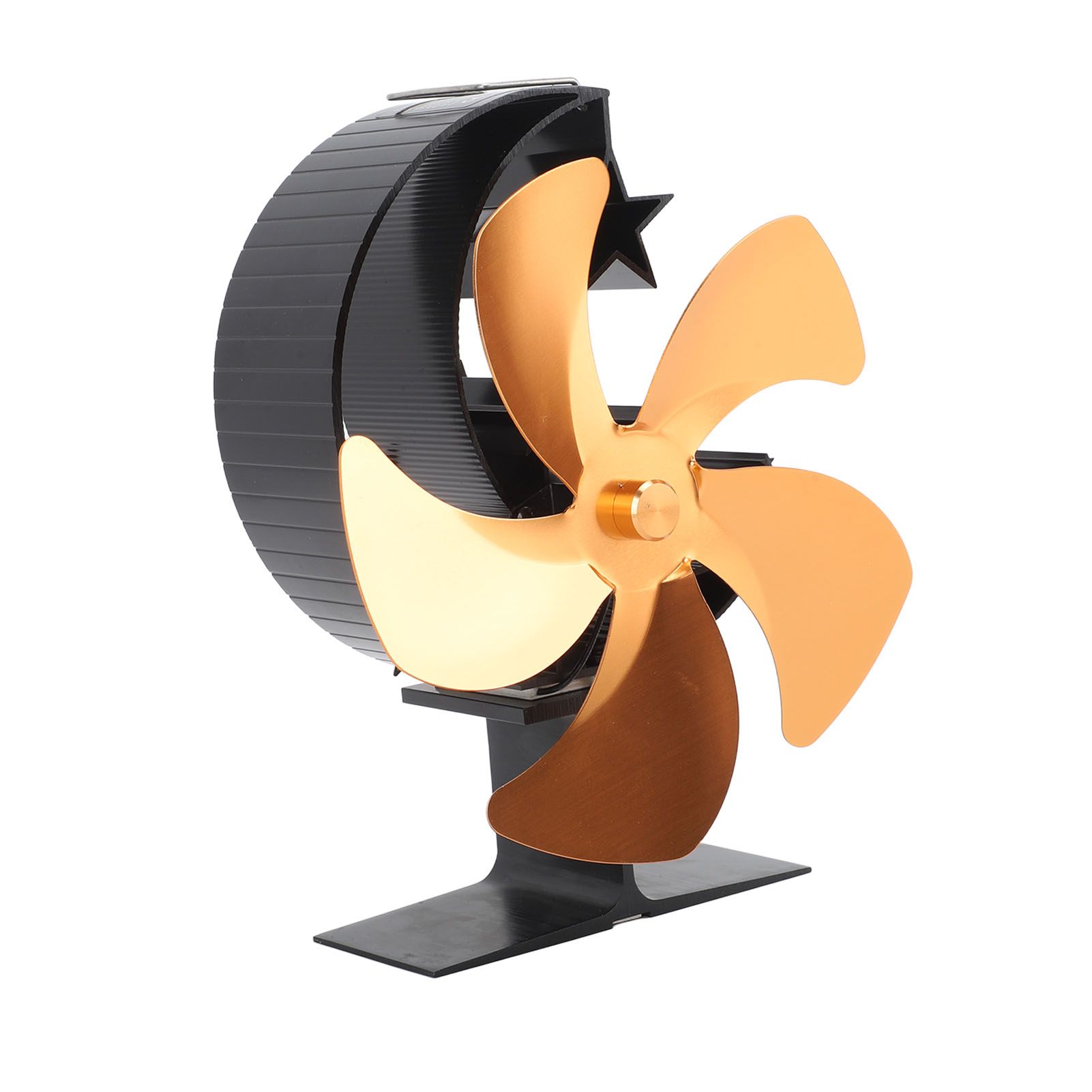 Wood Burner Fan 5 Blades Ultra Quiet Air Circulation Heating Energy Saving Heat Powered Fireplace Fan for Ice Fishing Camping Gold โ image 3