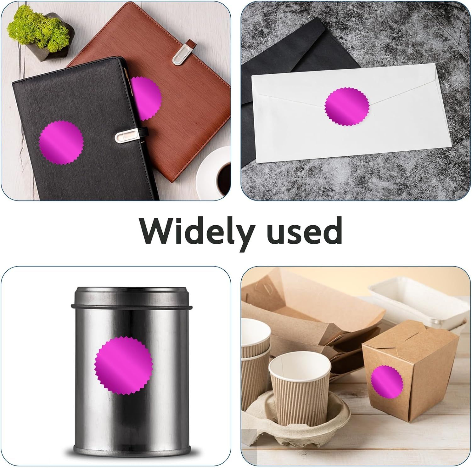 Embossing Stickers 2" Round Labels Purple Foil Blank Stickers Metallic Seals for Package, Graduation, Wedding Envelope, Certificate Wafer Seals with Serrated โ image 6