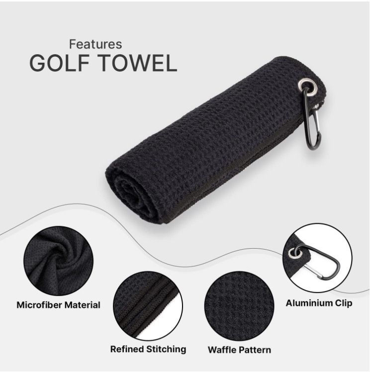 Grey Microfiber Waffle Weave Golf Towel Set - 4 Pack (40 × 60cm) - Ultra Absorbent & Quick Drying — image 2