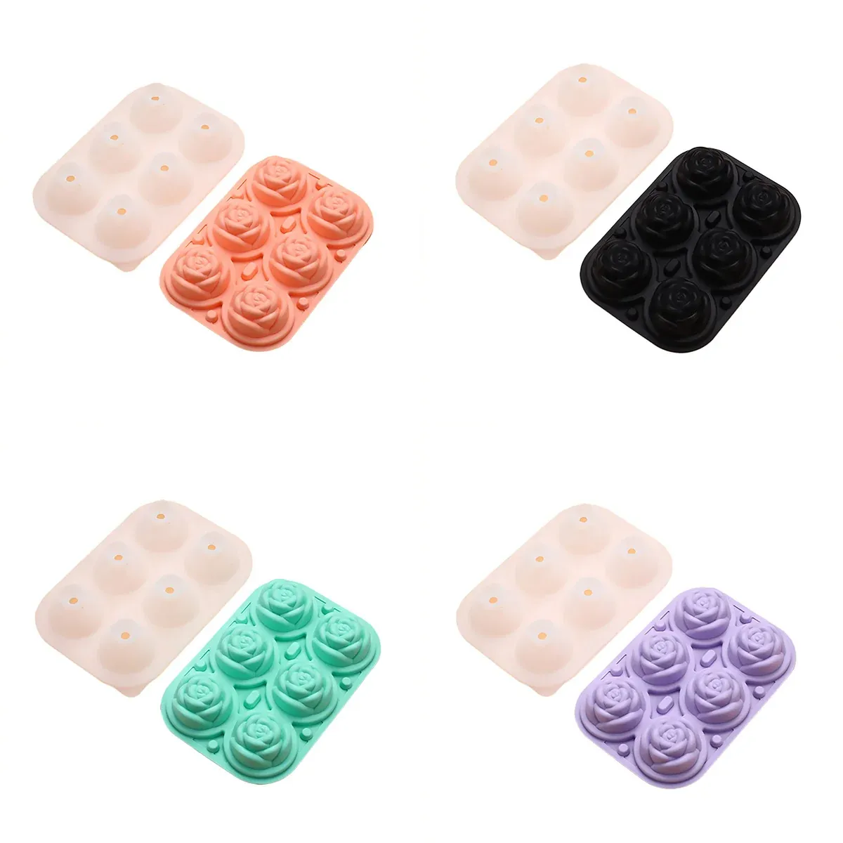 Large Ice Cube Tray Rose Maker Silicone Mold Whiskey Chocolate Jelly Mould DIY - Purple โ image 3