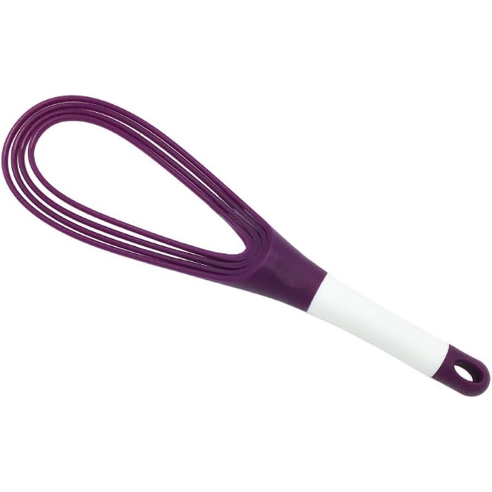2pcs Kitchen Twist Whisk, 29CM Plastic Flat Balloon Whisk Thick Wire Egg Frother Beater Non Stick Cookware For Cooking Blending Whisking Stirring, Purple+Red — image 3