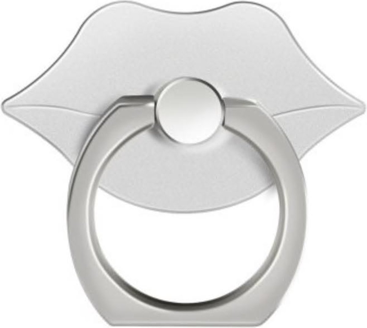 Silver-colored lips Ring finger holder - stand for phone or tablet