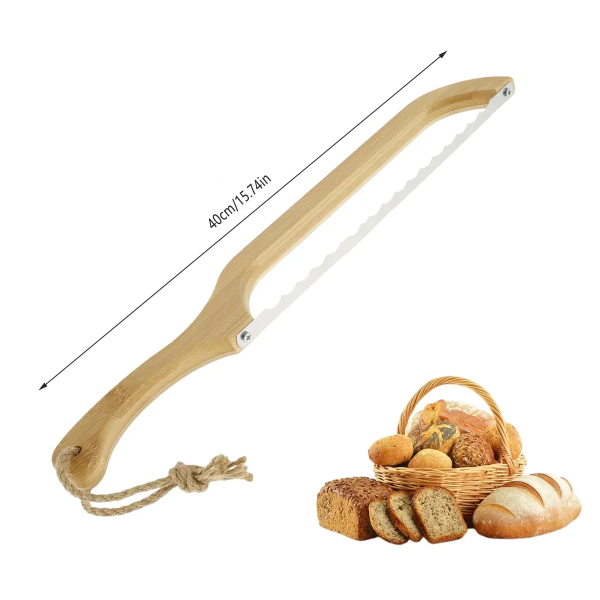 Household Wooden Bread Slicing Saw Manual Kitchen Baking Food Safe Easy to Use β image 3