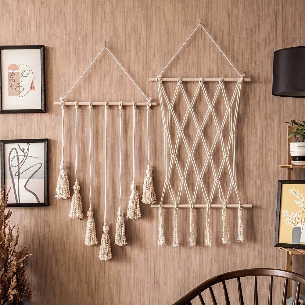 Unique Handwoven Boho Chic Macrame Photo Wall Hanging with Clips - Display for Photos, Cards & Artwork, Perfect for Bedroom, Living Room, Dorm Decor Shape