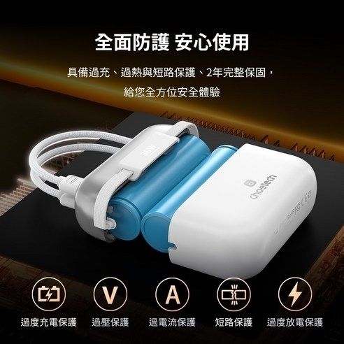CHOETECH B812-SL WH Mini Bag Digital CCC Certified 10000mAh 30W Fast Charging Power Bank Gold with USB-C + 8-pin iPhone Cables โ image 6