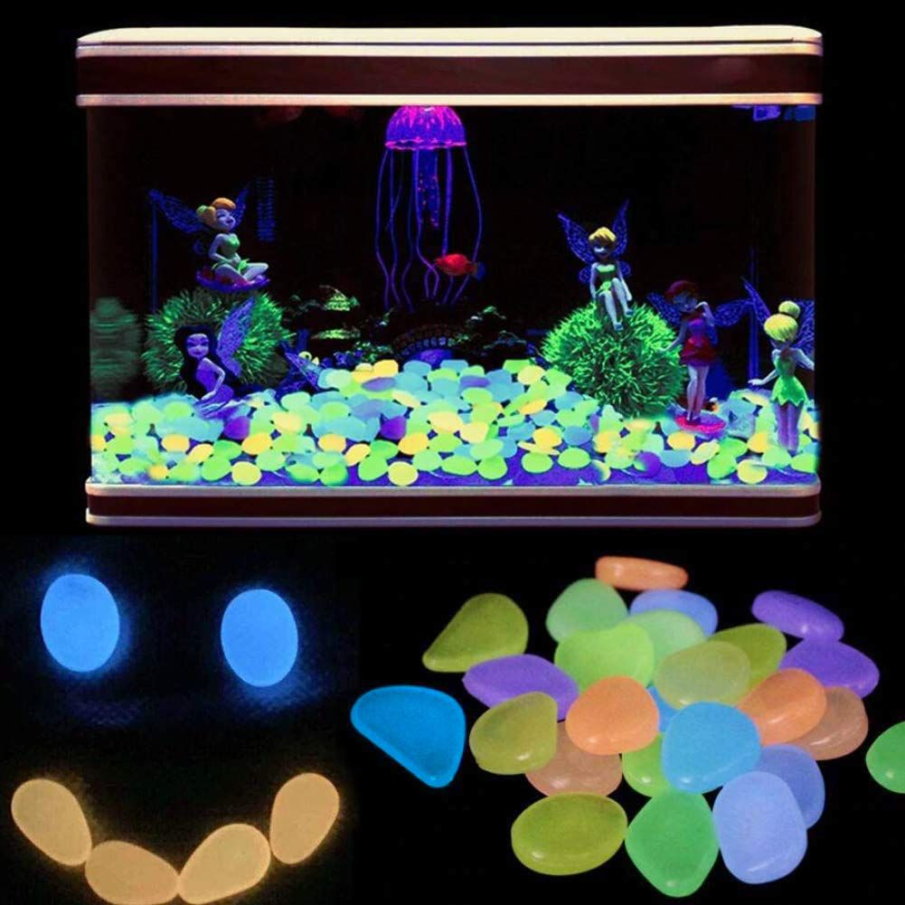 Pebbles/Glow Stones/Glowing Rocks Blue Decor for Garden/Fish Tank/Aquarium/Walkway/Driveway/Plant Pots/Bonsai (100 โ image 2