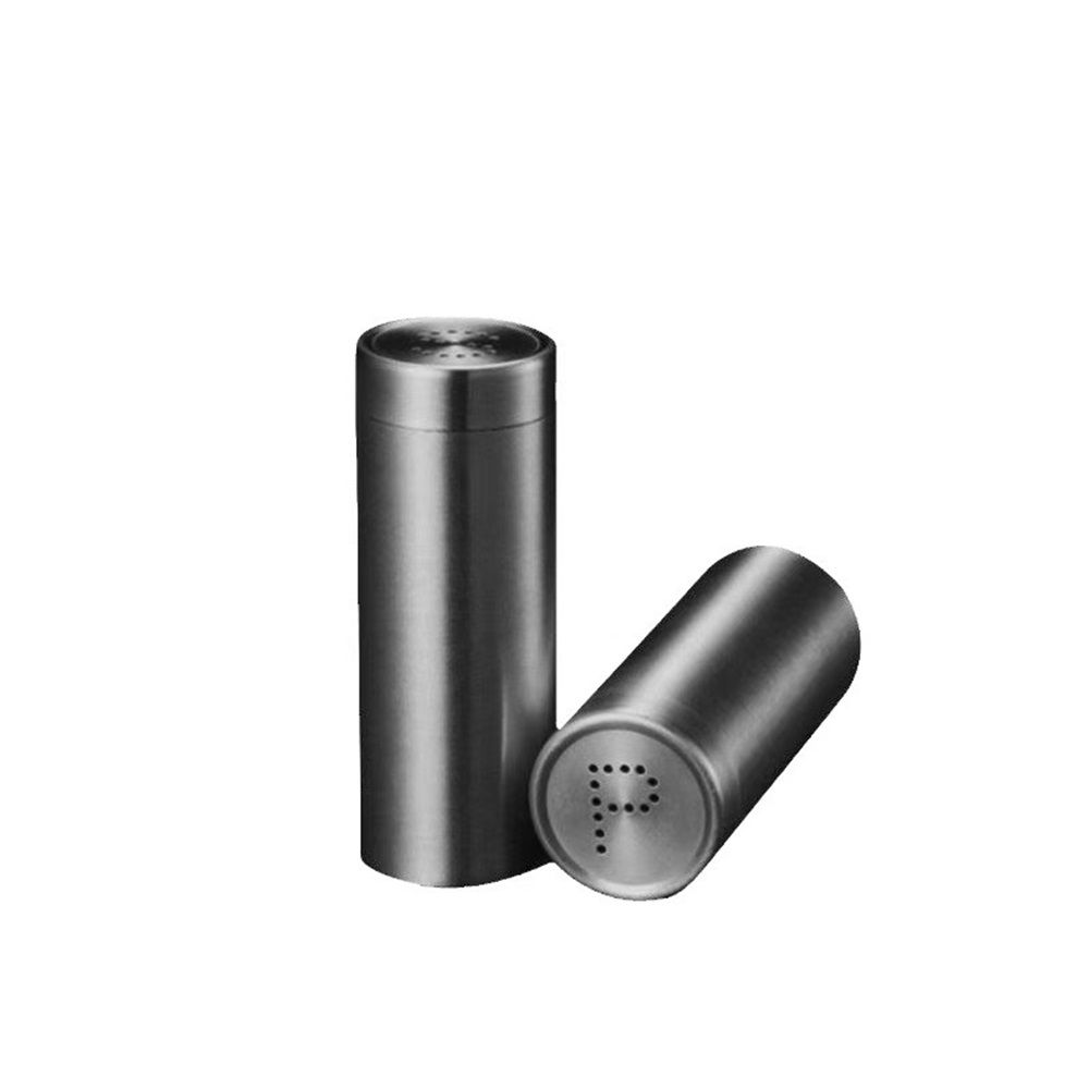 2-Pcs Salt Pepper Shakers,304 Stainless Steel Spice Jars Seasoning Dispenser for Salt Sugar Spice Pepper (Light Black)