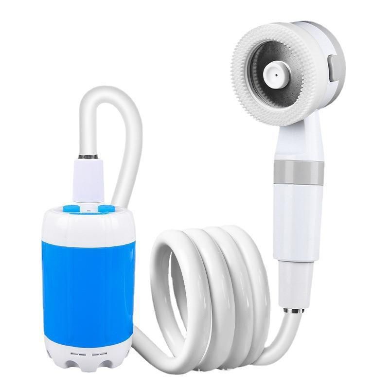 Portable Shower,Outdoor dormitory bath artifact Electric Rechargeable Portable Camping Shower, simple car self-priming shower,pet Shower, Blue(17 × 6.5cm)
