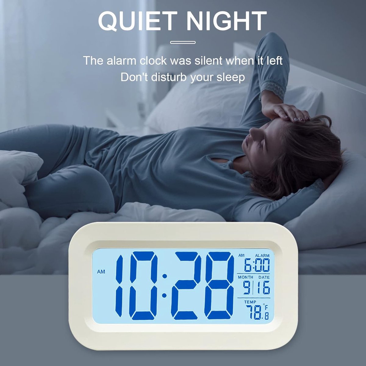 alarm clock - Digital Clock (rechargeable) - digital alarm clocks - LED alarm clock with temperature - Children's Alarm clock - snooze function - calendar — image 2