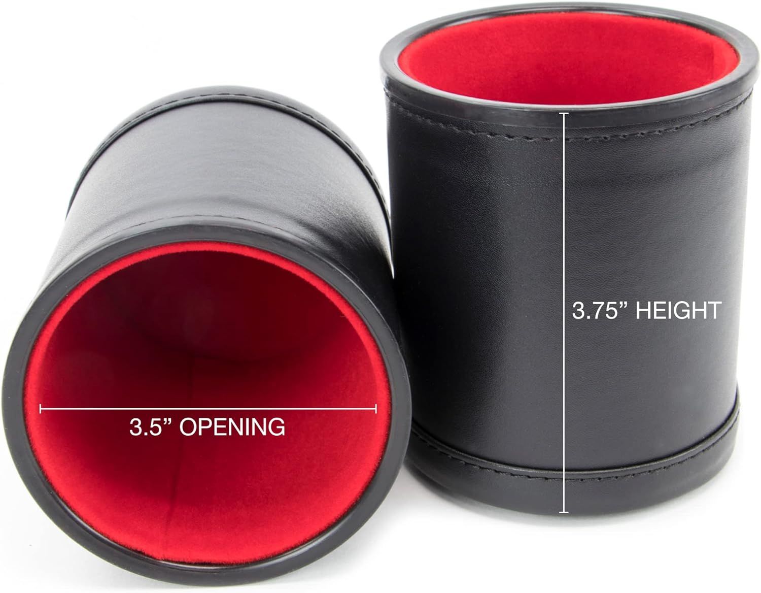 Professional Shaker Cups | Leather with Velvet Felt-Lined Interior | 5 Red Lined Cups and 25 Dice Set โ image 3