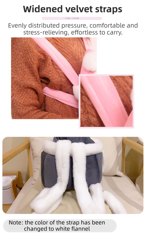 Grey 2-in-1 Ultra-Soft Plush Pet Carrier & Mobile Bed - Portable & Lightweight Cute Cat Ear Design Travel Cabin (L 33 x 25 x 27CM) β image 4
