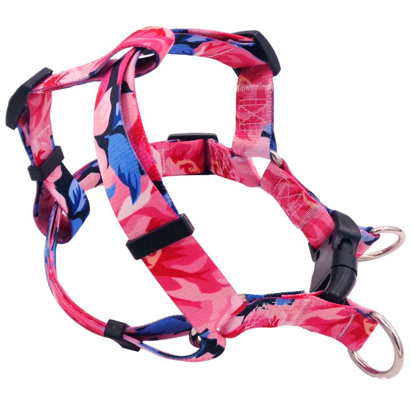 DEYUAN Bohemian Dog Harness Polyester Dark blue flower M:2 × 42-61cm