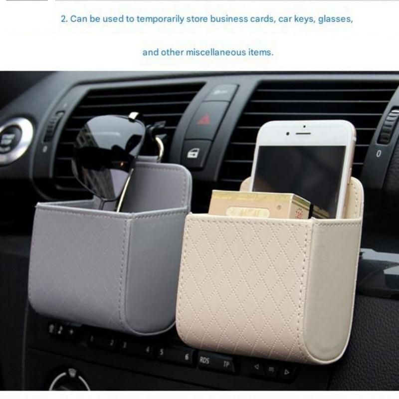 Universal Brown Car Storage Set - PU Leather Air Vent Organizer and Hanging Cup Holder for Doors and Seats - Multi-Purpose Interior Tidy for Commute and Travel โ image 4