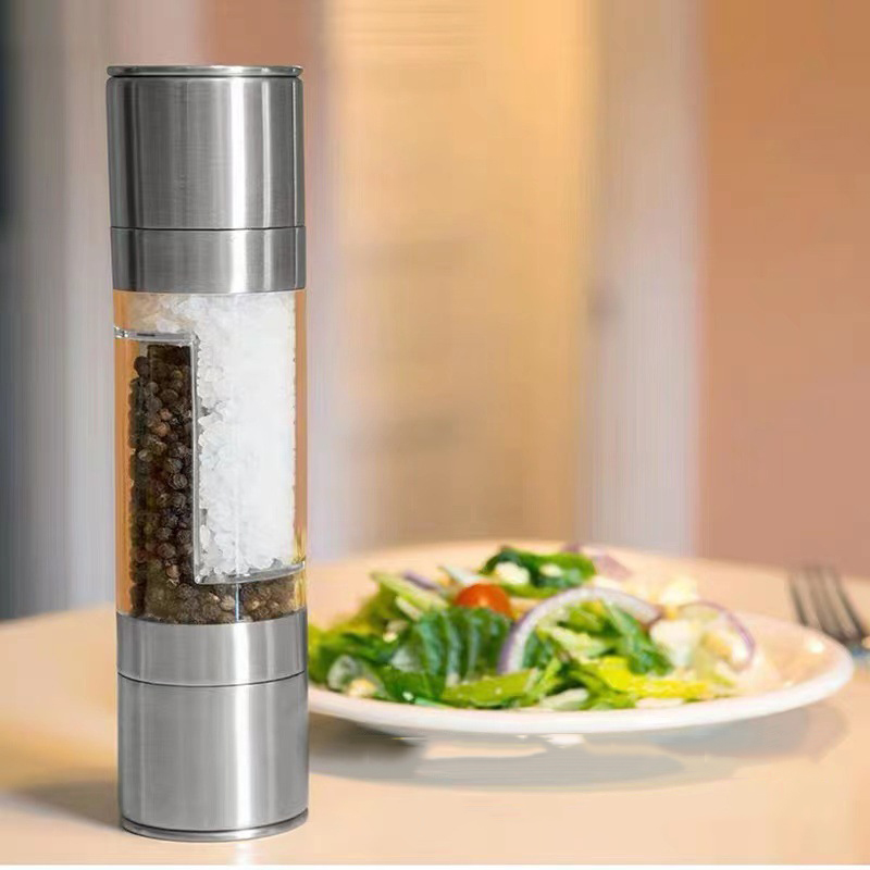 2 Pack 2-in-1 Stainless Steel Manual Spice Grinder Dual Head Salt and Pepper Mill with Adjustable Coarseness for Australian BBQ Kitchen and Travel — image 3