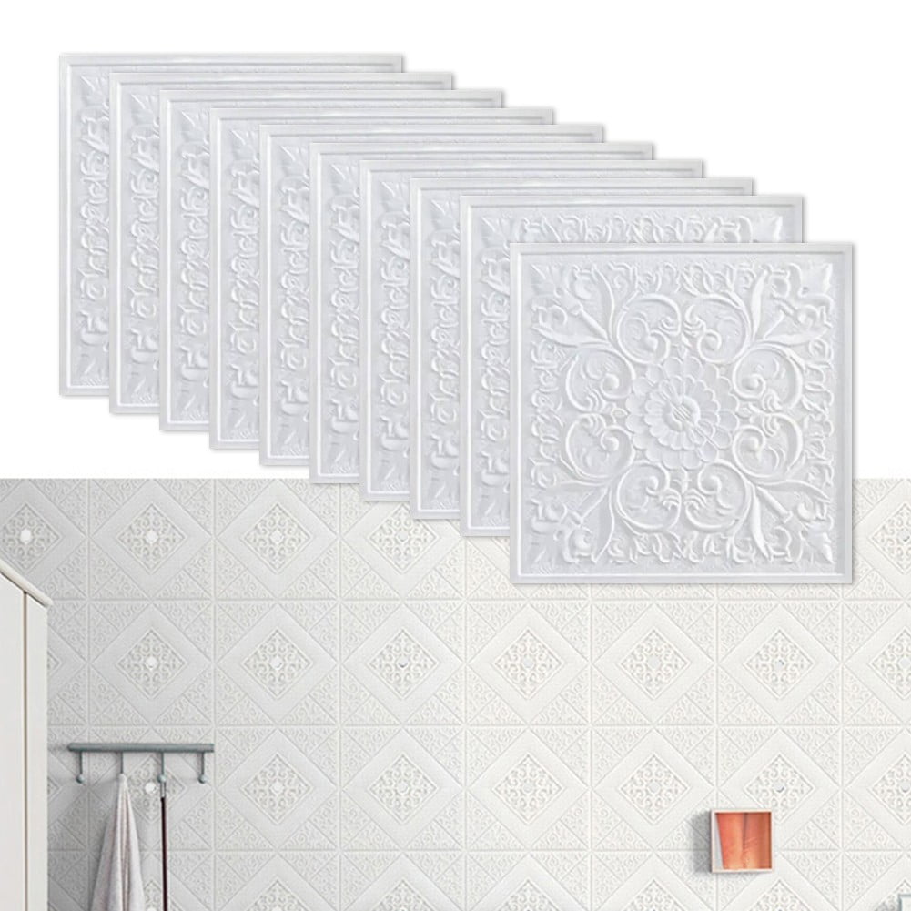 1PC 1/10pc 3D Tile Brick Wall Sticker Self-adhesive Foam Panel Stickers Living Room Bedroom Ceiling Wall Stickers Home Decoration Smile Home — image 4