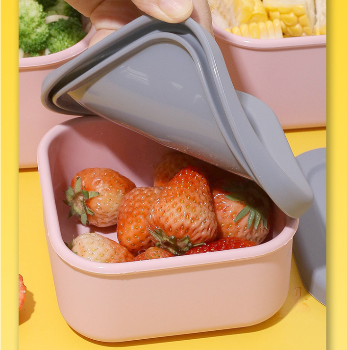 Purple 3-Piece Stackable Silicone Food Storage Container Set - Microwave Safe Lunch Boxes (300/700/1300ml) — image 3