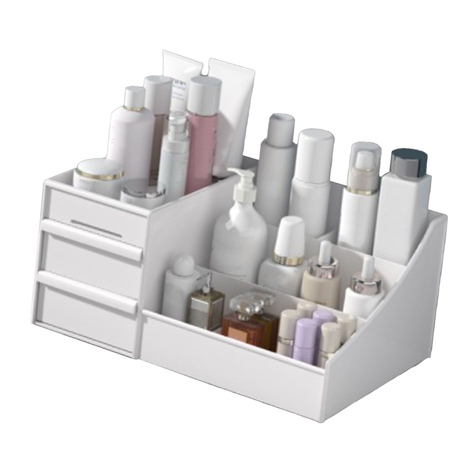 Makeup Organizer for Vanity Large Capacity Cosmetics Storage Box with Drawers for Cosmetics Lipsticks Nail Care Skincare White — image 5