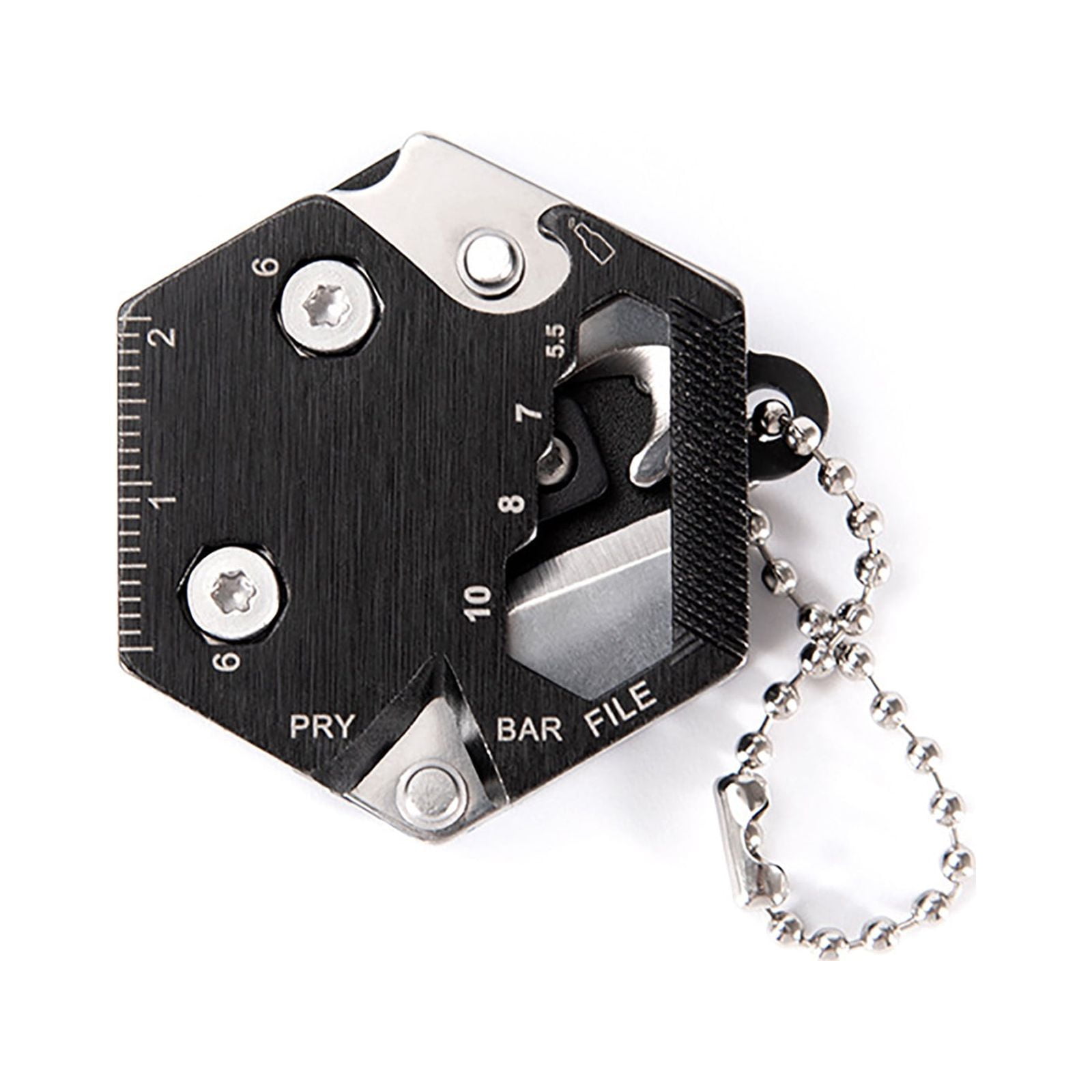 Hexagonal Multitool Keychain,Portable Pocket Tool with Folding Cutter,Screwdriver Set,Bottle Opener for Outdoor Hiking,Camping,Emergency Seat Belt