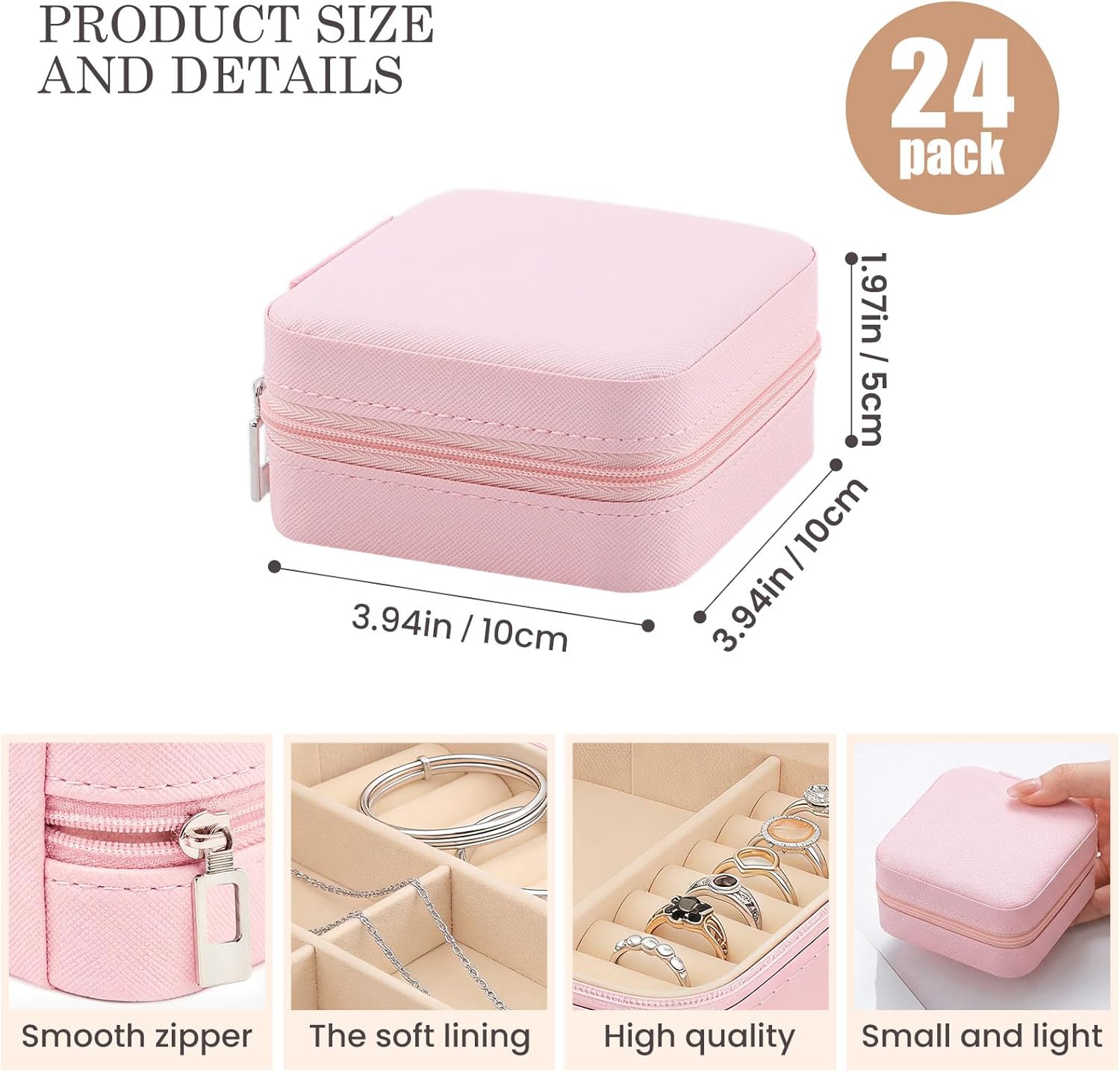 24 Pcs Travel Jewelry Box Exquisite Travel Jewelry Case Portable Jewellery Storage Holder Organizer Box Small Jewelry Organizer for Rings Earrings Necklaces — image 2