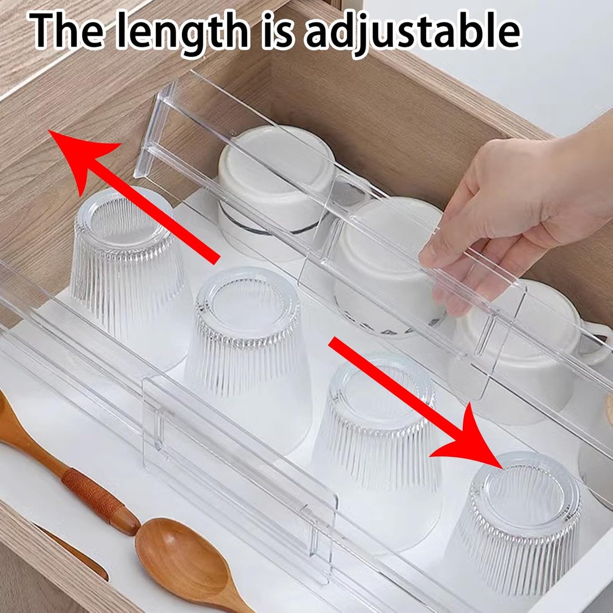 Drawer Divider - 8 Pieces - Drawer Organizer - Cutlery Organizer - Storage System - Drawer Trays - For Kitchen/Bedroom/Office/Clothing - Easy to Install — image 2