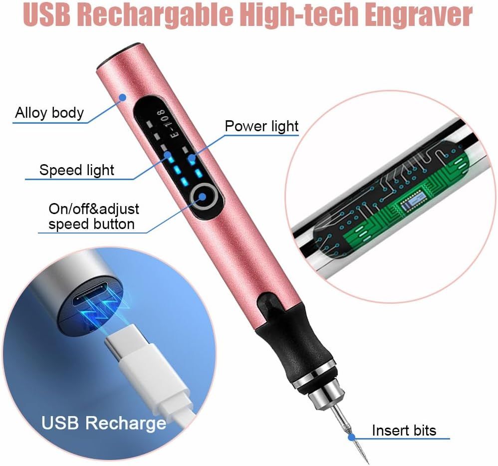 Mini Electric Engraver Etching Machines Cordless Rotary Tools Engraved Jewelry Glass Stone Metal Plastic Wood Resin — image 3