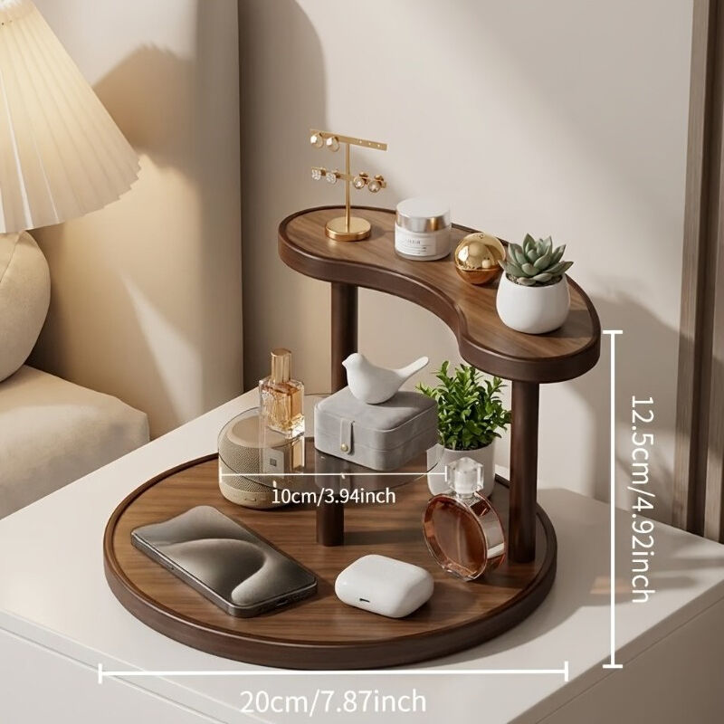 Three-tier Rotating Cosmetic Organizer, Wooden Bathroom Vanity Storage Rack, Suitable for Skincare Products, Perfumes, and Cosmetics — A Space-Saving — image 2