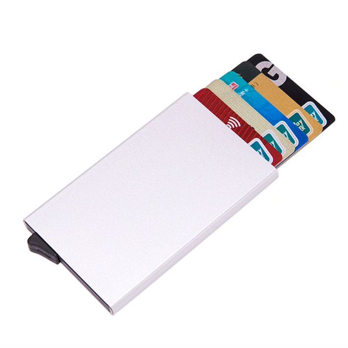 Aluminum Pop-Up Card Holder RFID-Safe Black Case โ image 4