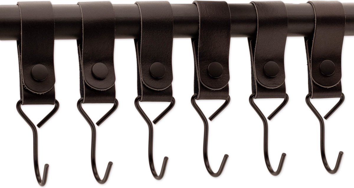 Brute Strength - Multifunctional Hook with Leather Loop - Cognac - 4 pieces - Coat Hook - Camping Hook - Leather - Hanging Hooks - Towel Hooks — image 2