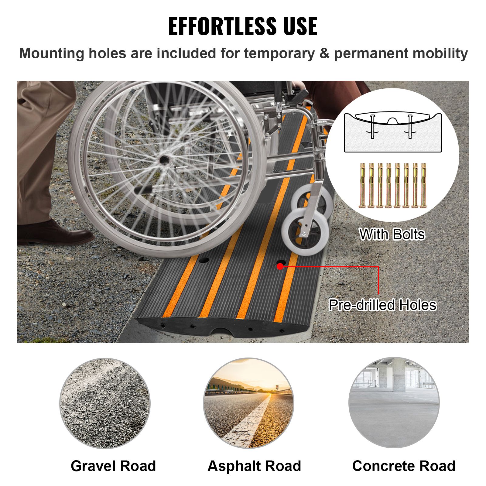 Curb Ramp, 2 Pack, 6.5 cm Rise, Rubber Driveway Ramps, Heavy Duty 15 tons Weight Capacity Threshold Ramp, Curbside Bridge Ramps for Loading Dock Garage โ image 6